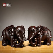 黑檀木雕大象摆件实木质雕刻吸水象红木家居玄关办公室装饰工艺品