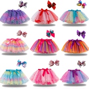 外贸彩虹裙糖果亮片女童，半身裙送蝴蝶，发夹星月六一表演网纱tutu裙