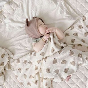盖肚子夏天小被子薄款婴儿，夏季盖毯宝宝空调，被盖被纯棉纱布推车毯