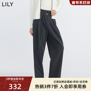 LILY2024春女装都市时尚通勤款显瘦高腰垂坠感腰带西装休闲裤