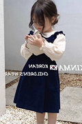 女童套装2023春秋儿童洋气网红灯芯绒背带裙娃娃领衬衣两件套