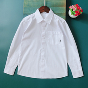 男童白衬衫长袖口袋黑标款中大童小学生校服，蓝色衬衣加绒表演出服