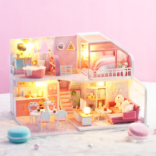 知我diy小屋手工制作小房子模型拼装别墅艺术梦幻公主玩具屋礼物