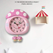 卧室客厅挂表网红小蘑菇挂钟卧室少女心卡通可爱儿童田园钟表