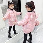 女童棉衣冬装2022韩版洋气，亮面女孩羽绒棉袄，加绒加厚儿童棉服