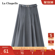 拉夏贝尔/La Chapelle2023年秋冬女装设计感高腰A字百褶伞裙