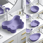 紫色设计款创意台上盆艺术，盆洗脸盆异形台盆，面盆卫生间个性洗手盆