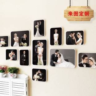 相框挂墙组合影楼婚纱照片，墙九宫格相框，简约创意照片做成相框定制