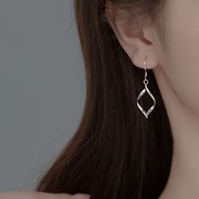 s925纯银长款树叶流苏耳环个性几何设计感耳坠夸张螺旋叶子耳饰品