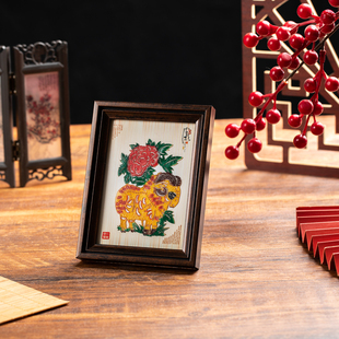 皮影装饰摆件实木相框摆台西安旅游工艺品送老外特色工艺品