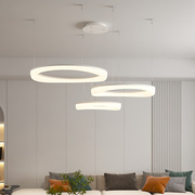 华艺照明客厅吊灯奶油，现代简约圆环灯具，2022年主灯中山灯具
