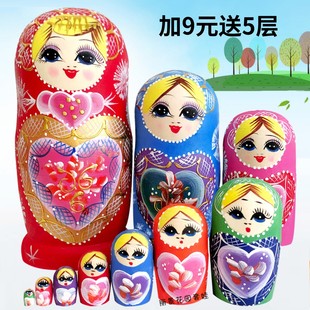 10层俄罗斯套娃玩具实木，材质女生可爱儿童益智六一节创意摆件