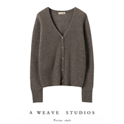 绒暖斯特温暖零负担 空气感纯羊绒V领珠地织法廓型开衫