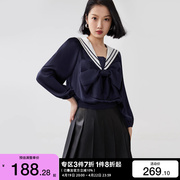 t区绫致Vero Moda上衣女2024春夏学院水手海军风蝴蝶结