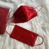 新年春节日纯大红色口罩，正红色耳绳同血红色成人三层透气独立包装