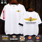 比利时国家空军海军国防部特种兵军徽部队短袖T恤衫男女5五分中袖