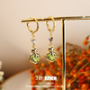 铜镶绿色白菜绿宝石耳环女 韩版时尚设计高级感复古饰品