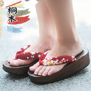 木屐女日式凉拖拖鞋cos日本人字拖厚底木拖鞋夏高跟和风