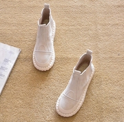 欧美春秋平底短靴单靴短筒，马丁靴时装，靴外贸平跟女棉靴子