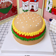 汉堡包蛋糕生日蛋糕同城，配送网红创意定制立体动物，男女儿童款