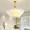 奶油风羽毛玻璃客厅吊灯，时尚法式珍珠，装饰简约现代水晶卧室餐厅灯
