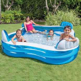 intex充气游泳池儿童家用泳池透明加厚宝户外超大号戏水靠背洗澡
