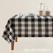 格纹桌垫布校园学生午餐餐垫黑白格子隔热垫水洗棉麻布ins风桌布