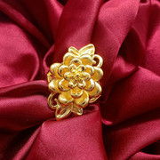 个性夸张黄铜镀金流行戒指女立体大花朵戒指 婚庆道具