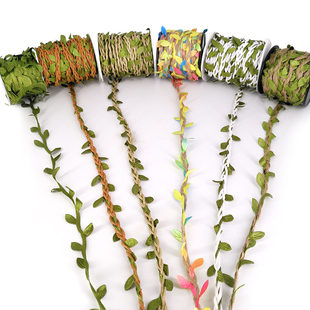 森系挂饰彩色麻绳手工diy材料，树叶藤条绳子装饰墙手工编织创意