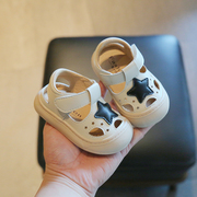 夏季宝宝凉鞋女婴儿软底，学步鞋男0-1婴幼儿，包头防滑透气镂空鞋子2