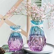 两个装花瓶北欧欧式摆件，客厅透明玻璃简约水养，插花干花器鲜花