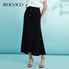 rococo2024夏抽绳收腰显瘦立体线条不规则裙摆黑色百搭半身裙