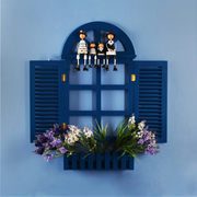 地中海蓝色大假窗墙面装饰挂饰花架插花器，置物架饭厅儿童房装饰品