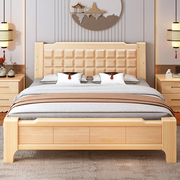 加厚全实木床软包单双人1.5米1.8米租房现代新中式简约主卧婚床架