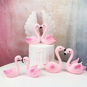 蛋糕装饰摆件网红火烈鸟天鹅心形，羽毛大翅膀插件甜品台情人节装饰