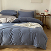 全棉水洗棉纯色双拼床单被罩34四件套单双人1.8m2.0m标准床上用品