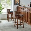 美式实木高椅子(高椅子)吧台椅，家用真皮吧椅厨房，复古欧式简约高脚凳吧台凳
