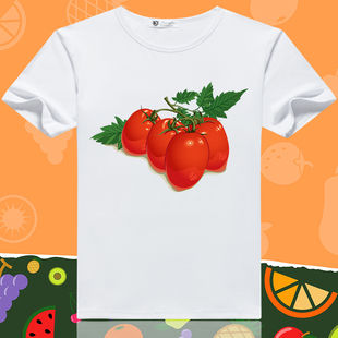 卡通水果蔬菜印花图案t恤女短袖学生半袖男女宽松上衣创意