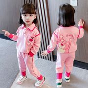 女童秋装外套婴儿小童网红超萌洋气女宝宝春秋季卫衣开衫两件套装