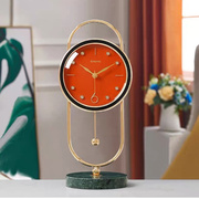 家用客厅座钟创意潮流福鹿摆件时钟轻奢高端现代简约钟表欧式台钟