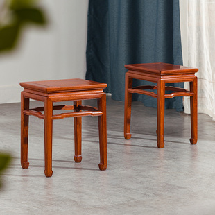 缅甸花梨木方凳新中式实木矮凳大果紫檀换鞋凳红木小凳子餐凳家用