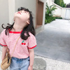 女童短袖条纹T恤中大童2020夏季女童装高甜版的樱桃 领子气质
