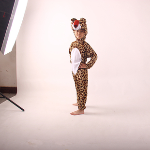儿童动漫卡通连体豹子表演服模特亲子动物小猎豹舞台演出服装