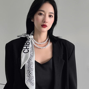 2024春夏季项链创意丝巾女韩系时尚流行珍珠DIY饰品长条领巾