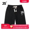 真维斯盖尔大码品牌夏季短裤男女士，国潮龙印花(龙，印花)黑色卫衣针织短裤子