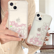 流沙壳粉色蝴蝶结兔子，适用苹果1514promax手机iphone12防摔11软