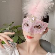 万圣节面纱面具半脸女成人儿童化妆舞会公主假面派对道具