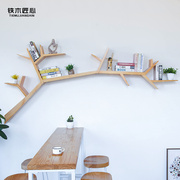 实木树形书架墙上客厅背景墙装饰墙壁，置物架壁挂收纳架子创意艺术