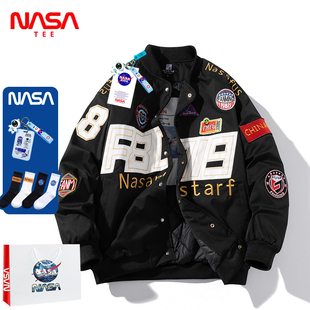 NASA联名潮牌加厚外套棉衣秋冬情侣美式机车棒球服男女飞行员夹克