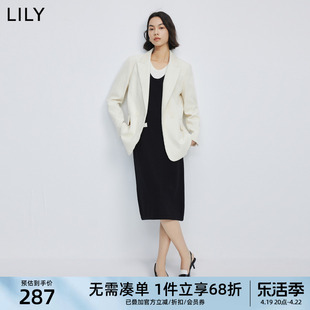 LILY2024春女装时尚都市通勤款撞色设计针织背心连衣裙小黑裙